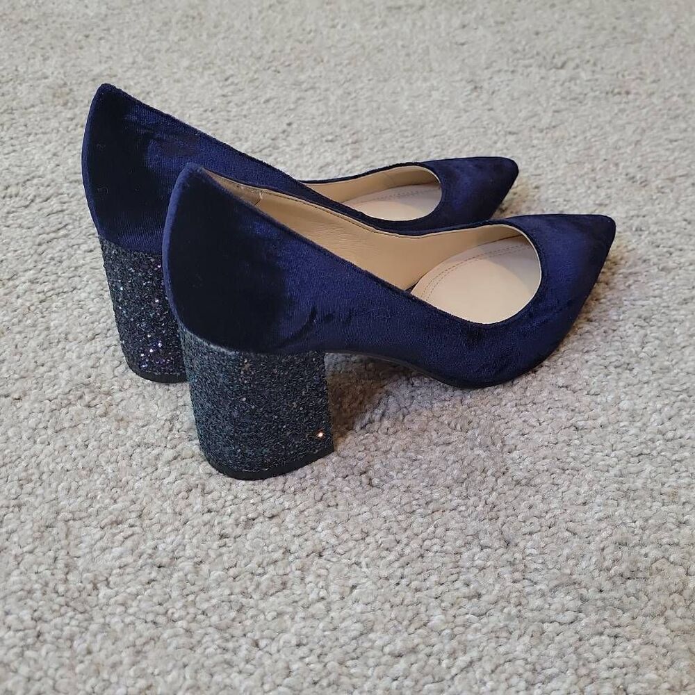 Marc Fisher Zack Velvet Pump Glitter Block Heel Size 5